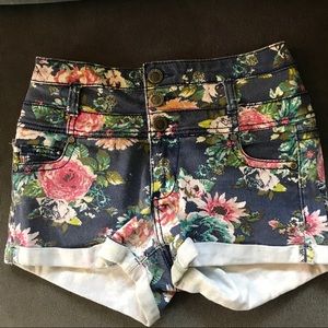 1st Kiss Blue high rise vintage floral shorts